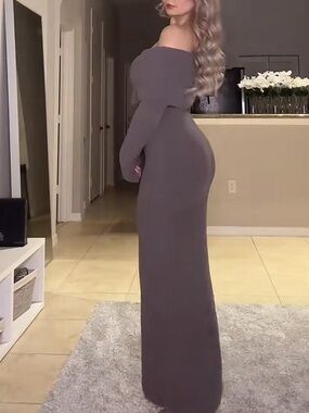 **SOLD** NWT Skims Fuzzy Off Shoulder Maxi Dress